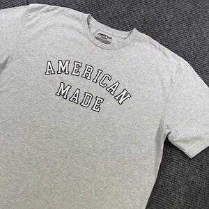 American Giant Mens XXL American Made Graphic T-Shirt Gray Flag Collection USA